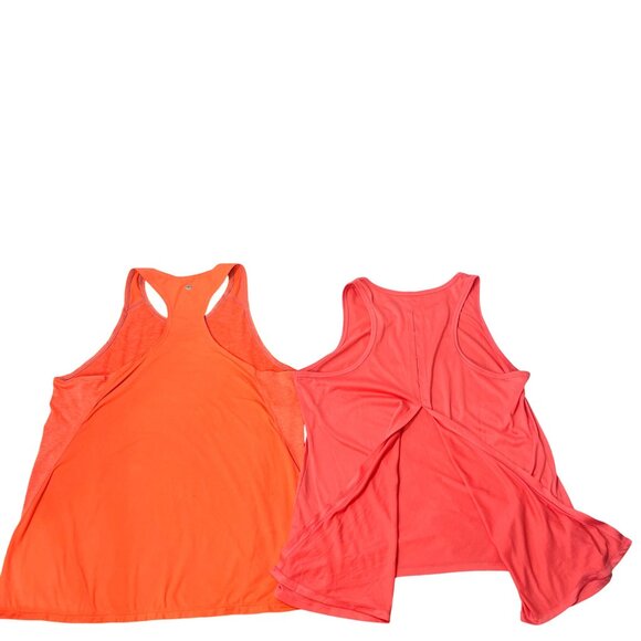 Set Of 2 Womens Activewear Racerback Tank Tops Large Coral & Bright Orange Light - Picture 4 of 7